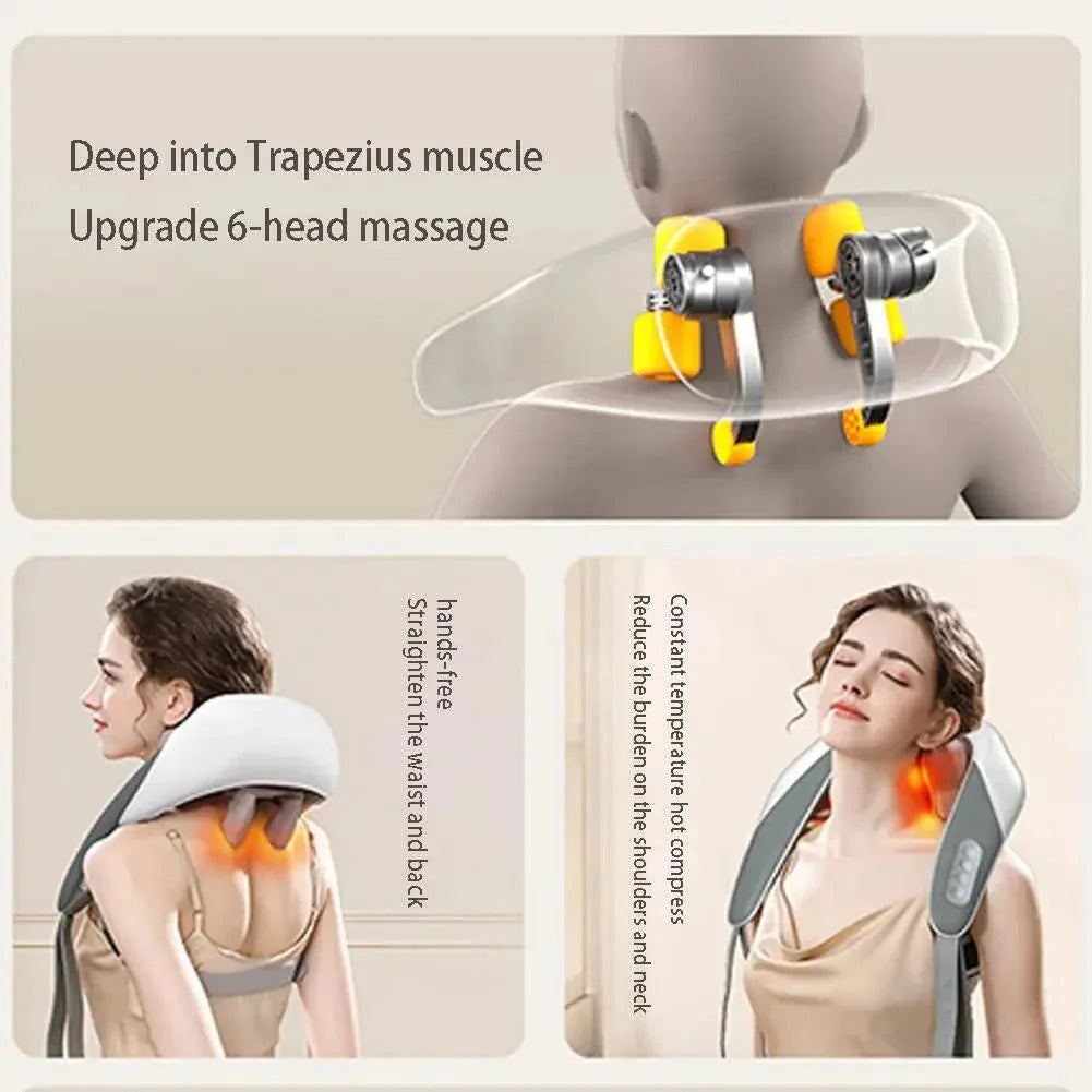 Rechargeable Type-C Charging Neck Shoulder Back Waist Kneading Massage